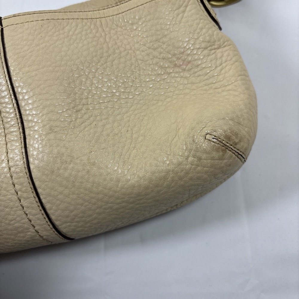 VTG Coach Soho Flap Brass Buckle Beige Leather Purse Shoulder Bag F11842 Y2K 90s - Picture 14 of 16